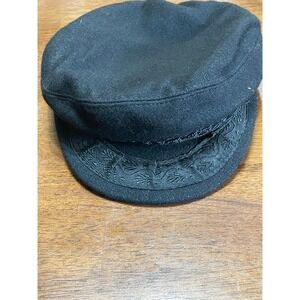Greek Fisherman's Cap Black Wool Sailor Fiddler Hat Made in Greece Size 7 1/4